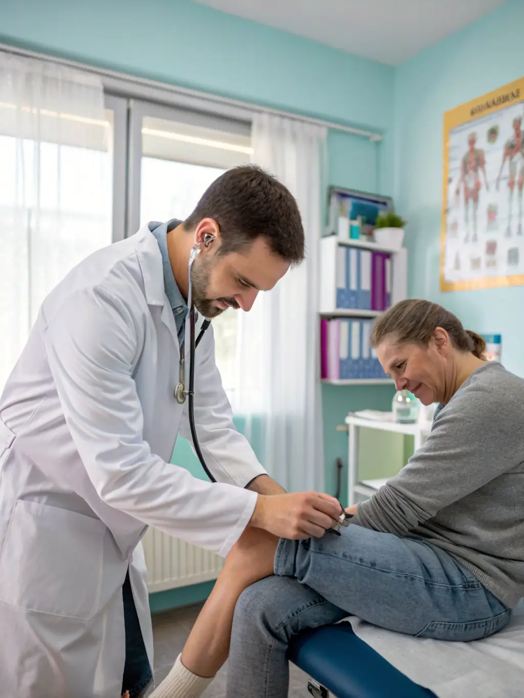 A naprapath gently mobilizing a patient's shoulder joint, showcasing the controlled movements and focus on restoring range of motion.